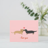Cartes Pour Fêtes Annuelles Saint-Valentin teckel Bisou Mignons Chiens Wiener (Debout devant)