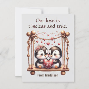 Cartes Pour Fêtes Annuelles Saint Valentin Véritable Amour Penguins sur la voi