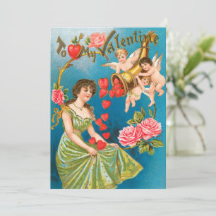 Cartes Pour Fêtes Annuelles Saint-Valentin victorien vintage Anges et Cœurs