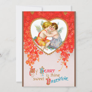 Cartes Pour Fêtes Annuelles Saint-Valentin victorien vintage, Chérubins dans u