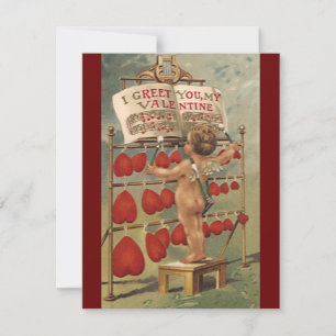 Cartes Pour Fêtes Annuelles Saint-Valentin victorien vintage, Cupidon et cœurs