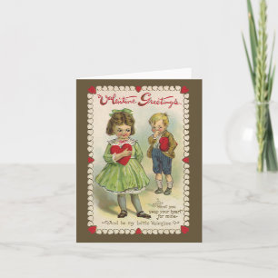 Cartes Pour Fêtes Annuelles Saint-Valentin victorien vintage, Enfants timides
