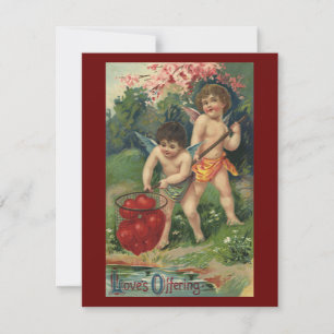 Cartes Pour Fêtes Annuelles Saint-Valentin victorien vintage, Offrande d'amour