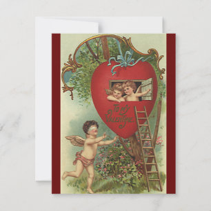 Cartes Pour Fêtes Annuelles Saint-Valentin victorienne vintage avec chérubins 