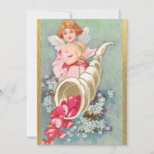 Cartes Pour Fêtes Annuelles Saint-Valentin vintage chérubins coeurs or