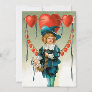 Cartes Pour Fêtes Annuelles Saint-Valentin vintage, garçon victorien avec des 