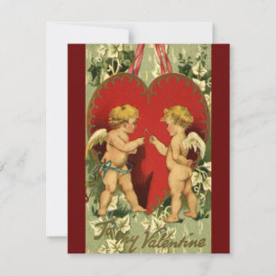 Cartes Pour Fêtes Annuelles Saint-Valentin vintage, les chérubins font un vœu