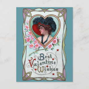 Cartes Pour Fêtes Annuelles Saint Valentin vintage, une femme élégante dans un