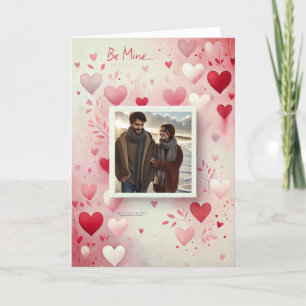 Cartes Pour Fêtes Annuelles Saint-Valentin Votre Photo Cœurs Feuillage Rouge R