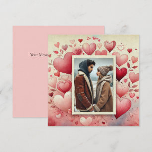 Cartes Pour Fêtes Annuelles Saint-Valentin Votre Photo Cœurs Rouge Rose Crème