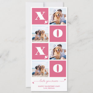 Cartes Pour Fêtes Annuelles Saint Valentin XOXO Modern Pink 4 Photo Collage
