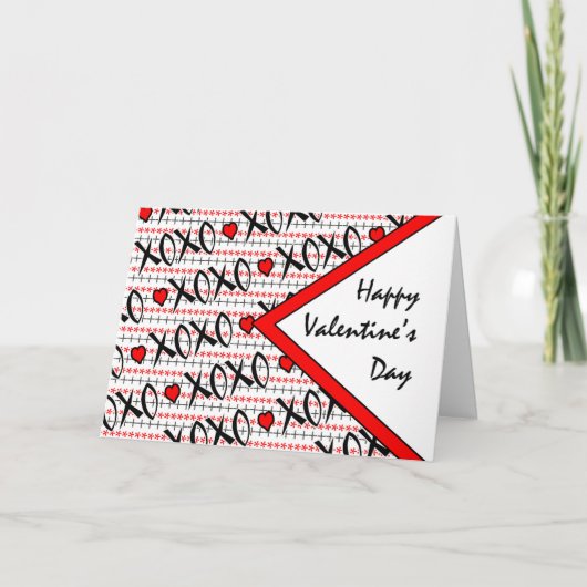 Cartes Pour Fêtes Annuelles Saint Valentin XOXO Rouge noir blanc design (Devant)