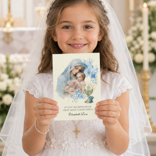 Cartes Pour Fêtes Annuelles Sainte Communion Marie Jésus Floral