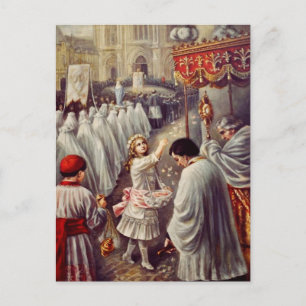 Cartes Pour Fêtes Annuelles Sainte Thérèse jetant des roses Corpus Domini Beau