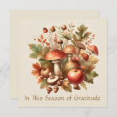 Cartes Pour Fêtes Annuelles Saison de gratitude Champignon d'automne gland pom (Devant / Derrière)