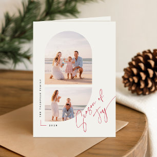 Cartes Pour Fêtes Annuelles Saison de joie Écriture élégante Photo de famille
