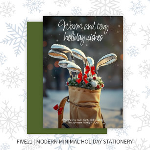 Cartes Pour Fêtes Annuelles Saison d'hiver du golf de neige désiré ・ Vert