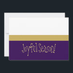 Cartes Pour Fêtes Annuelles Saison Joyeuse ! Bloc de couleur blanc violet mode<br><div class="desc">Un paysage abstrait d'hiver fantasque et coloré avec une typographie "JOYFUL SEASON!" pour vous. Ce design sucré a été inspiré en pensant à certaines de mes couleurs préférées d'hiver, de Noël et de la saison des Fêtes, ainsi qu'à la neige fraîche et blanche, en attendant d'être roulée et transformée en...</div>