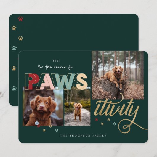 Cartes Pour Fêtes Annuelles Saison Pour Pawsitivity Fun Pet 3 Photo Collage (Devant / Derrière)