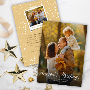Cartes Pour Fêtes Annuelles Saison's Greeting Simple White Script Photo modern