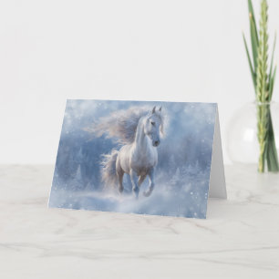 Cartes Pour Fêtes Annuelles Saisons Salutation Pays Cheval dans Neige Wavey Ma