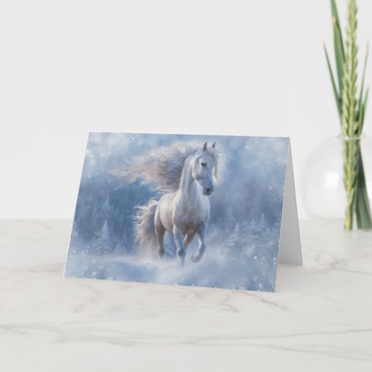 Cartes Pour Fêtes Annuelles Saisons Salutation Pays Cheval dans Neige Wavey Ma (Devant)