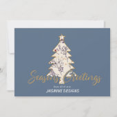 Cartes Pour Fêtes Annuelles Saisons Salutation Pine Tree Blue Business (Devant)