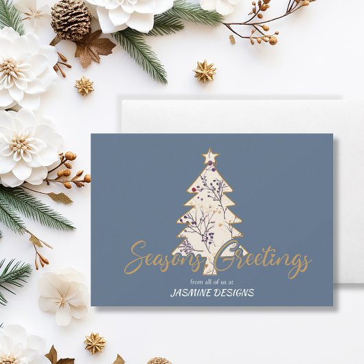 Cartes Pour Fêtes Annuelles Saisons Salutation Pine Tree Blue Business