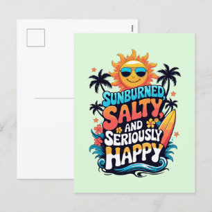 Cartes Pour Fêtes Annuelles Salé brûlé au soleil et heureux - Retro Beach Vibe