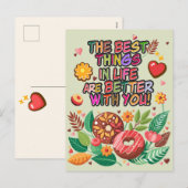 Cartes Pour Fêtes Annuelles Salle de classe Saint-Valentin Boho Donuts et fleu (Devant / Derrière)