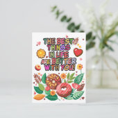 Cartes Pour Fêtes Annuelles Salle de classe Saint-Valentin Boho Donuts et fleu (Debout devant)