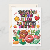 Cartes Pour Fêtes Annuelles Salle de classe Saint-Valentin Boho Donuts et fleu (Devant / Derrière)