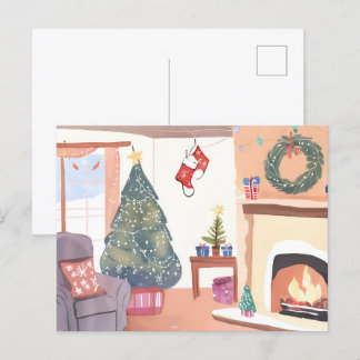 Cartes Pour Fêtes Annuelles Salon de Noël | Fêtes de fin d'année à l'aquarelle
