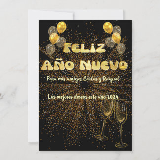 Cartes Pour Fêtes Annuelles Saludo Año Nuevo en dorado elegante