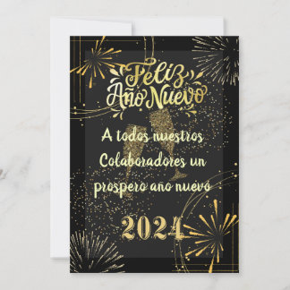 Cartes Pour Fêtes Annuelles Saludo Año nuevo tonos dorados elegante