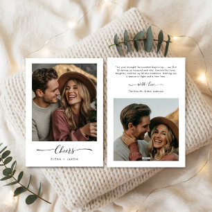 Cartes Pour Fêtes Annuelles Salue Elegant Nouveau marié Première photo de Noël