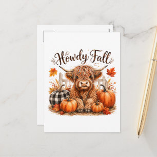 Cartes Pour Fêtes Annuelles Salut automne vache des Highlands Bonne Action de