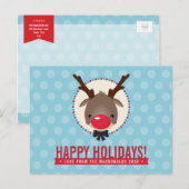 Cartes Pour Fêtes Annuelles SALUT DE VACANCES Rodolphe rousse de rennes roux (Devant / Derrière)