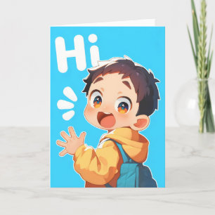 Cartes Pour Fêtes Annuelles Salut mignet Boy Anime