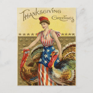 Cartes Pour Fêtes Annuelles Salutation américaine de Thanksgiving vintage