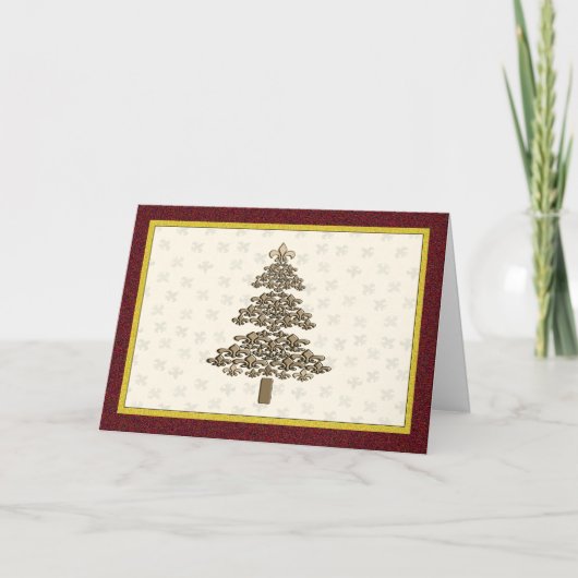 Cartes Pour Fêtes Annuelles Salutation d'arbre de Noël de Fleur de Lis (Devant)
