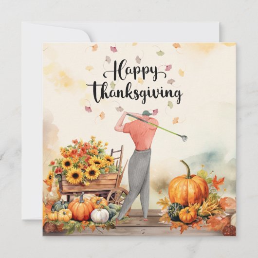 Cartes Pour Fêtes Annuelles Salutation d'automne de Thanksgiving pour Golfer (Devant)