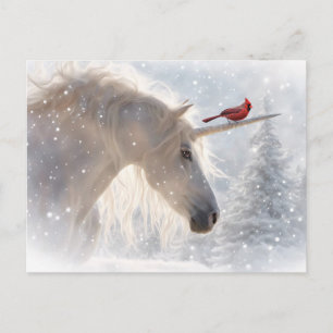 Cartes Pour Fêtes Annuelles Salutation de la saison Unicorn Cardinal Noël