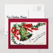 Cartes Pour Fêtes Annuelles Salutation de Noël avec cloche avec rubans (Devant / Derrière)