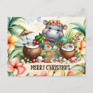 Cartes Pour Fêtes Annuelles Salutation de Noël Hippo Hawaii