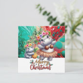Cartes Pour Fêtes Annuelles Salutation de Noël Hippo Hawaii (Debout devant)