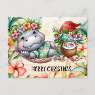 Cartes Pour Fêtes Annuelles Salutation de Noël Hippo Hawaii