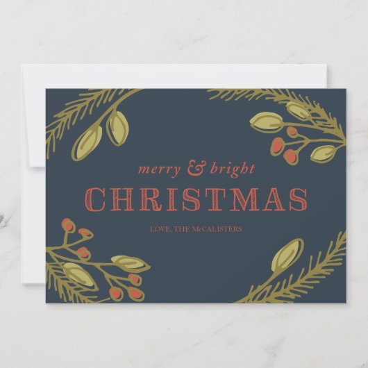 Cartes Pour Fêtes Annuelles Salutation de Noël joyeuse et brillante (Devant)