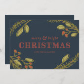 Cartes Pour Fêtes Annuelles Salutation de Noël joyeuse et brillante (Devant / Derrière)