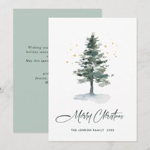 Cartes Pour Fêtes Annuelles Salutation de Noël minimaliste Élégante Arbre à Pi